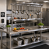 Thumbnail image #2 for Advance Tabco 96-Inch Table-Mounted Semi-Circular Stainless Steel Pot Rack with 18 Hooks and Utensil Rack