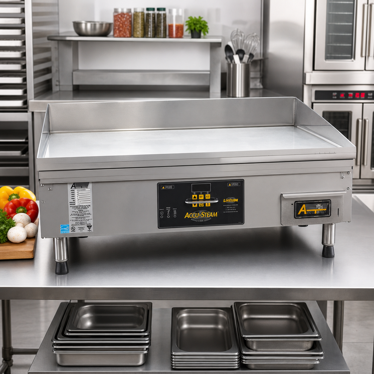 Product image #2 for AccuTemp AccuSteam Electric Steam-Heated Countertop Griddle, 48-Inch x 24-Inch Cooking Surface, 208V/3-Phase