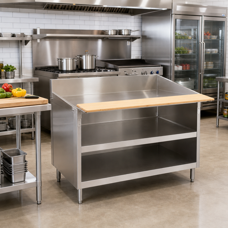 Product image #2 for La Rosa L-70102-26 102 Inch Stainless Steel Open Cabinet Base Equipment Stand