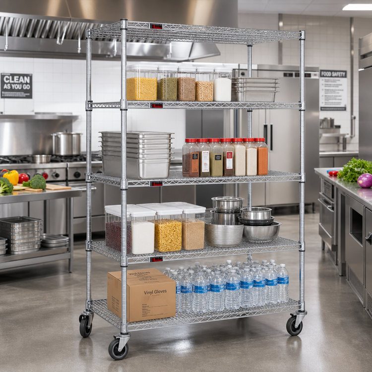 Product image #2 for EAGLEbrite 4-Tier Wire Shelving Dolly Truck, 36 x 18 Inches, Zinc Finish