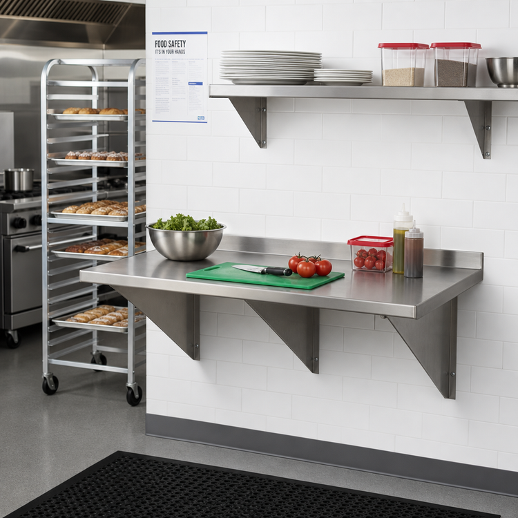 Product image #2 for Eagle Group Wall-Mounted Stainless Steel Work Table, 48 x 30 Inches