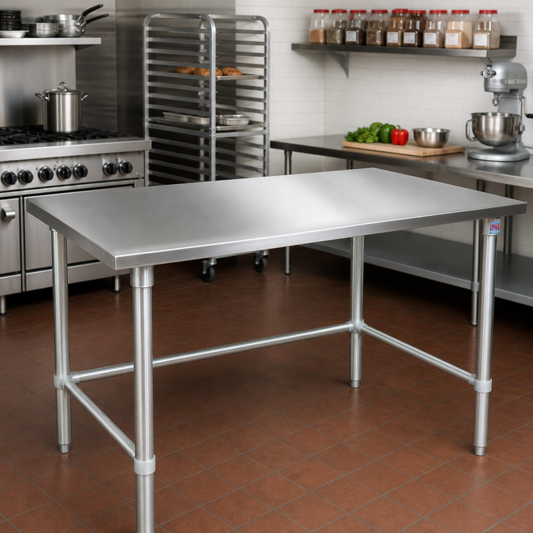 Product image #2 for John Boos Stallion 108-Inch x 36-Inch Stainless Steel Work Table with Safety Edge and Galvanized Base