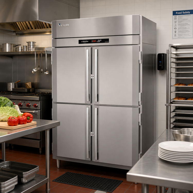 Product image #2 for Victory Refrigeration UltraSpec Reach-In Heated Holding Cabinet, 2-Section, 46.5 Cu. Ft., Standard Depth, 4 Half-Height Solid Doors
