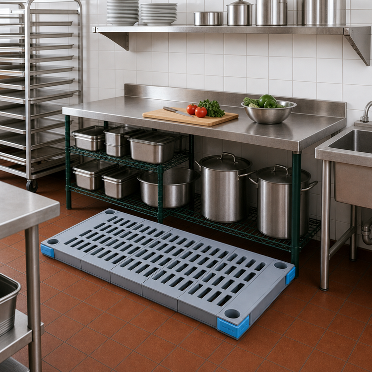 Product image #2 for Quantum Millenia 72 Inch x 18 Inch Gray Vented Polymer Shelf, 1000 lb. Capacity