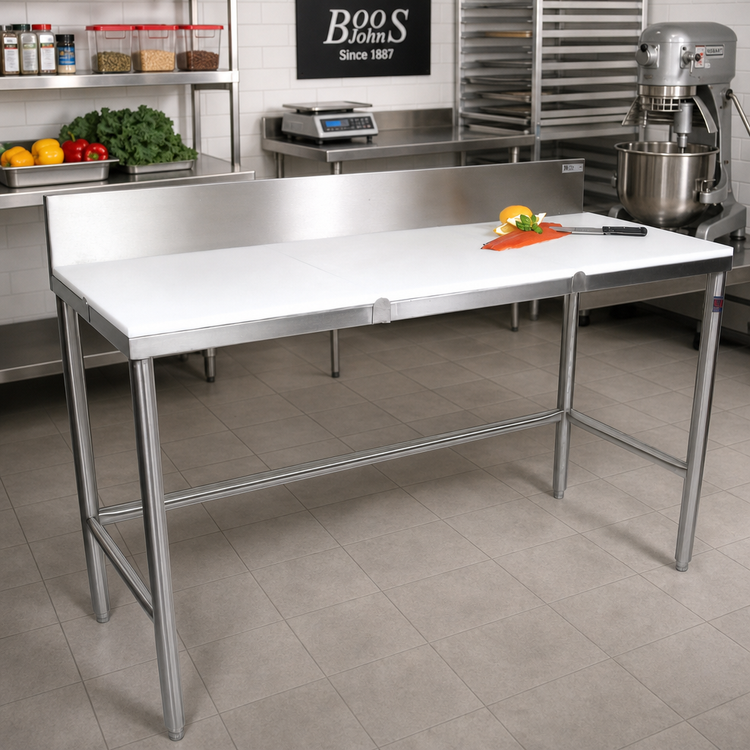 Product image #2 for John Boos 60-Inch x 36-Inch Trimming Table with 3/4-Inch Reversible Poly Top and 6-Inch Removable Backsplash