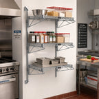 Thumbnail image #2 for Quantum WC54-CB2154GY Wall-Mounted Cantilever Shelving Starter Unit, 3 Wire Shelves, Gray Epoxy Antimicrobial Finish