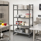 Thumbnail image #2 for Cambro Camshelving® Basics Plus CBU183672S4580 4-Tier Solid Polypropylene Stationary Starter Shelving Unit, 18"D x 36"W x 72"H, Brushed Graphite