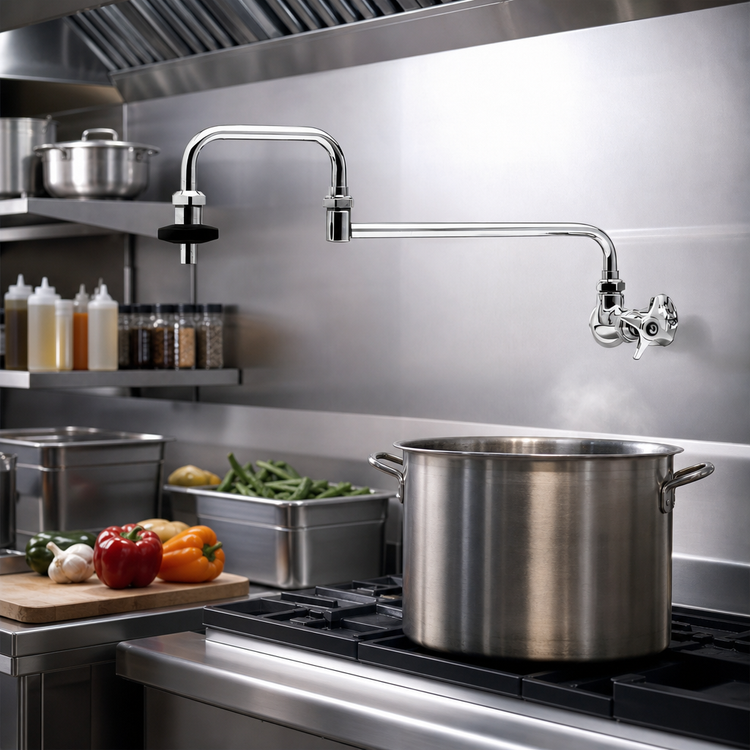 Product image #2 for T&S Brass Wall-Mount Pot & Kettle Filler Faucet with 18-Inch Double-Jointed Nozzle