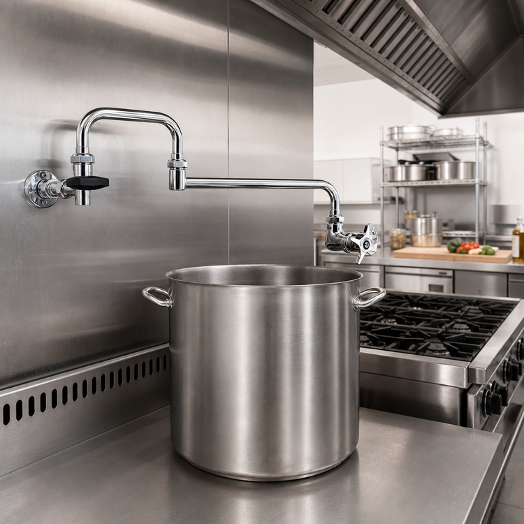 Product image #2 for T&S Brass Wall-Mount Pot & Kettle Filler Faucet with 18-Inch Double-Jointed Nozzle