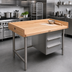 Thumbnail image #2 for John Boos 60-Inch x 30-Inch Wood Top Baker's Table with 1-3/4-Inch Maple Top, 3 Drawers, and Stainless Steel Base