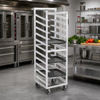 Thumbnail image #2 for Channel Manufacturing T445A Trapezoidal Aluminum Cafeteria Tray Rack, Single-Section End Load, 40-Tray Capacity, 15" x 20" Trays