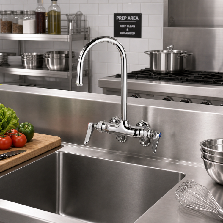 Product image #2 for Splash-Mounted Rigid Gooseneck Faucet, 4-Inch Centers, 1/2-Inch IPS Female Inlet