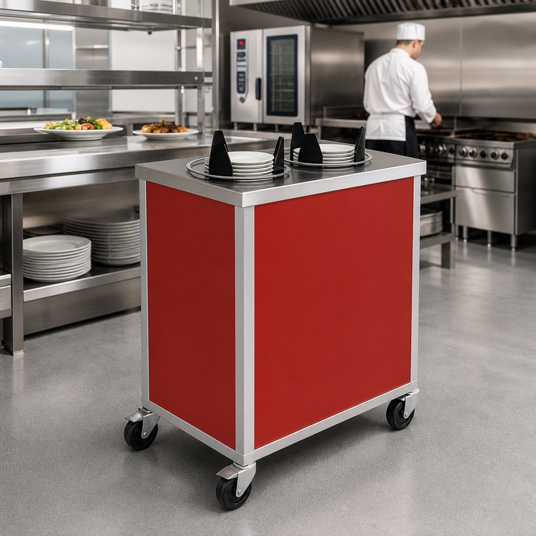 Product image #2 for Atlas Metal MEPD4H-12 Heated Mobile Plate Dispenser, 4-Tube, Enclosed