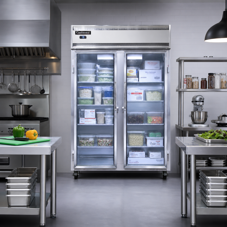 Product image #2 for Continental Refrigerator 2FSNSAGD Two-Section Display Freezer with Narrow Hinged Glass Doors