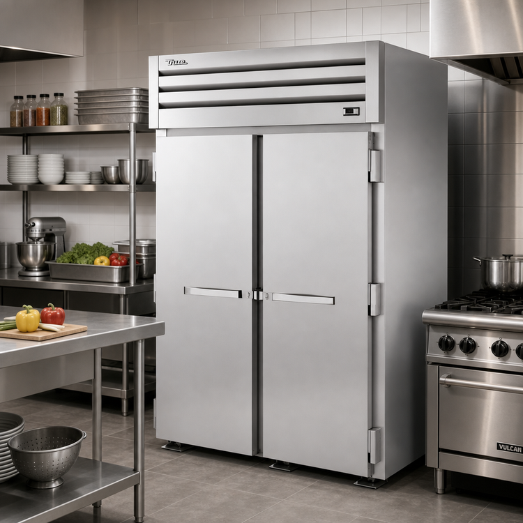 Product image #2 for True Spec Series 2-Section Roll-In Refrigerator with 2 Locking Stainless Steel Doors, Self-Contained