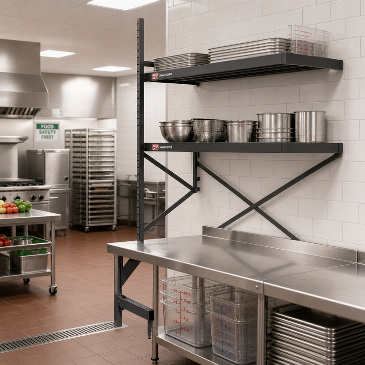 Product image #2 for Metro SmartLever 86-3/8-Inch High Add-On Cantilever Shelving Kit for 72-Inch W x 21-Inch D Shelves