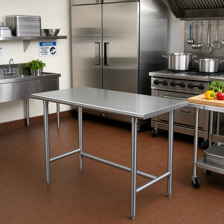 Product image #2 for Advance Tabco Special Value Series 48 Inch x 30 Inch Open Base Stainless Steel Work Table