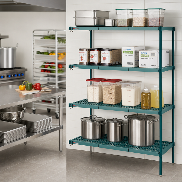 Product image #2 for Super Erecta Pro 4-Shelf Louvered Add-On Shelving Unit with Polymer Shelf Mats, 24 x 48 x 63 Inches, Green