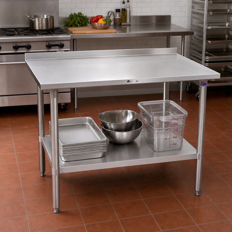 Product image #2 for John Boos Stallion 30-Inch x 24-Inch Stainless Steel Work Table with 1-1/2-Inch Rear Up-Turn and Undershelf