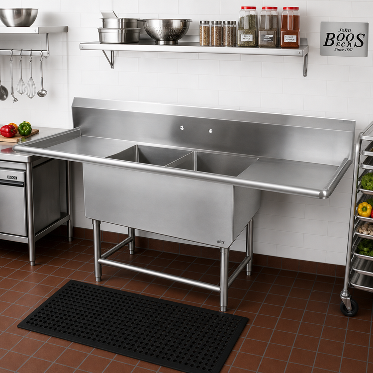 Product image #2 for John Boos Pro-Bowl 2-Compartment Stainless Steel Sink with Dual 30-Inch Drainboards, 99-1/4 Inch Wide
