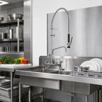 Thumbnail image #2 for Fisher 52973 Stainless Steel 8-Inch Backsplash Mount Pre-Rinse Add-On Faucet with 14-Inch Swing Spout