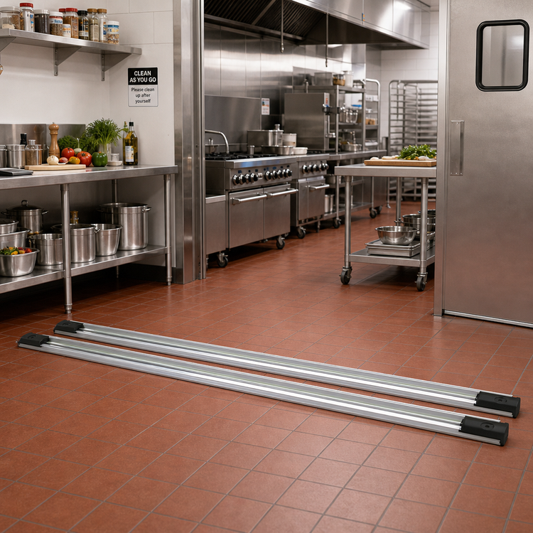 Product image #2 for Quantum Single Unit Floor Track Assembly Kit with 2 x 14' V-Groove Aluminum Tracks