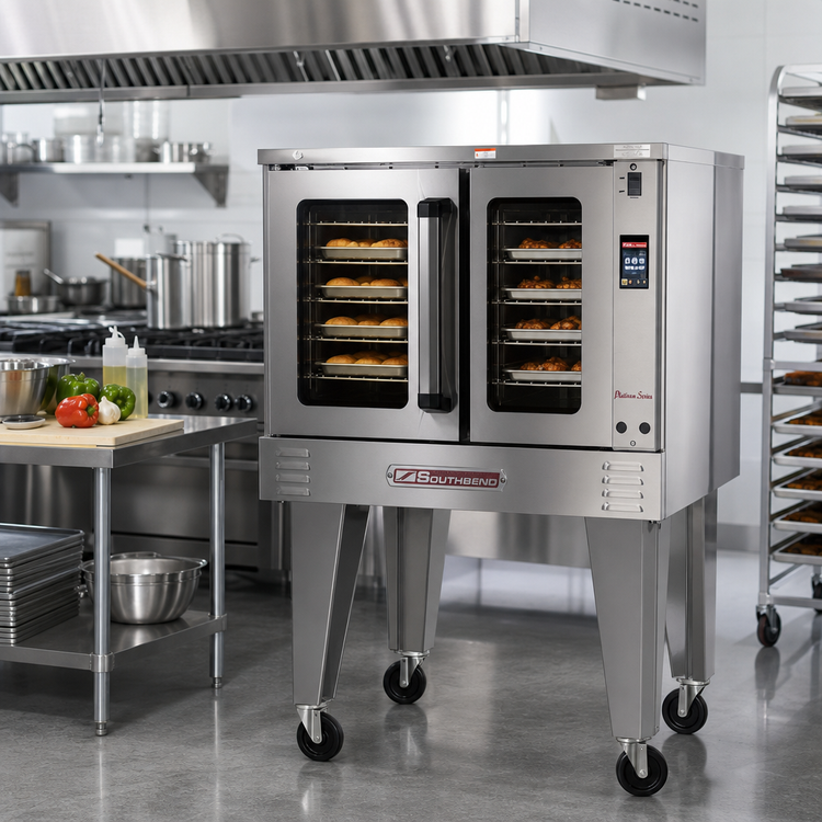 Product image #2 for Southbend Platinum Full-Size Single Deck Electric Convection Oven, 11 kW, Touchscreen Controls, Independent Doors, Ventless