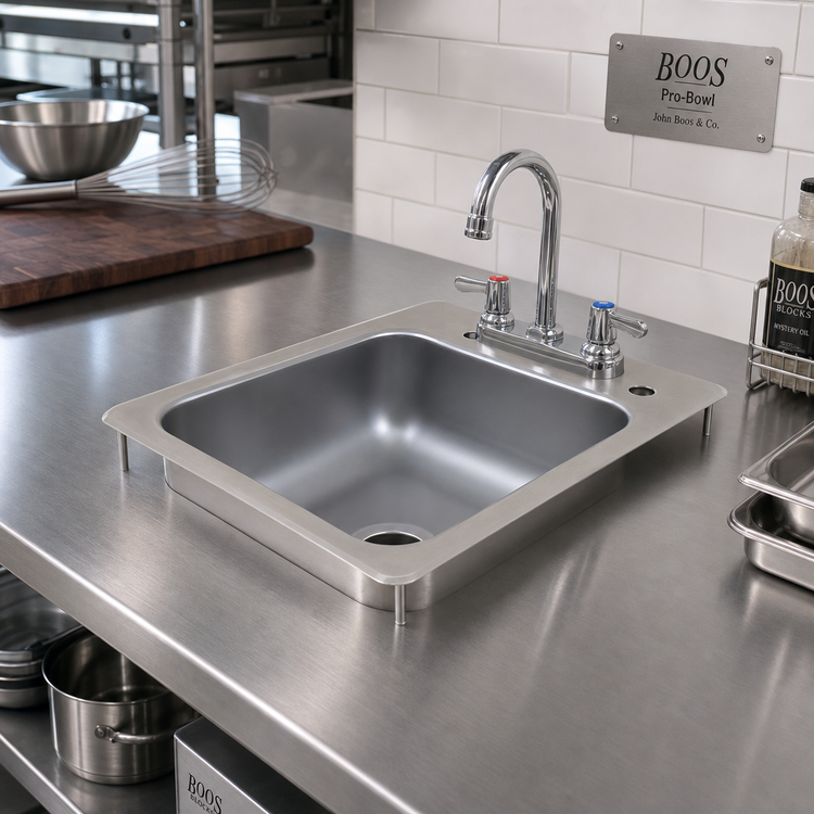 Product image #2 for John Boos Pro-Bowl 1-Compartment Drop-In Stainless Steel Hand Sink with 10 x 14 x 5 Bowl