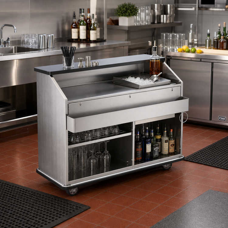 Product image #3 for FWE 59-1/2-Inch Single-Station Conventional Portable Bar with 60 lb Ice Bin