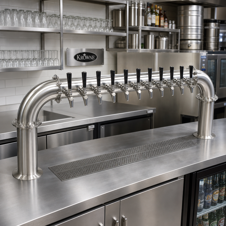 Product image #2 for Krowne 10-Faucet Pass-Through Glycol-Cooled Beer Tower, Brushed Stainless Steel