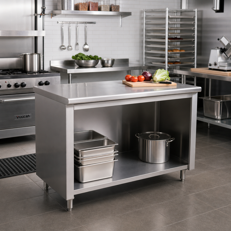 Product image #2 for Advance Tabco Special Value Economy 48-Inch x 24-Inch Stainless Steel Flat Top Open Base Work Table