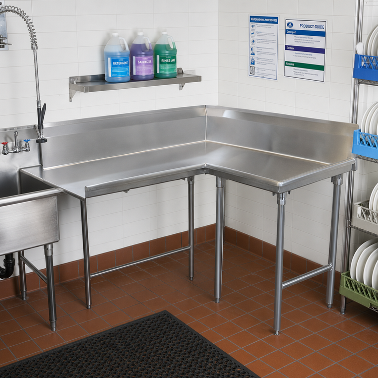 Product image #2 for Advance Tabco Korner Right-Return Corner Clean Dishtable, 71-Inch, 14-Gauge 304 Stainless Steel