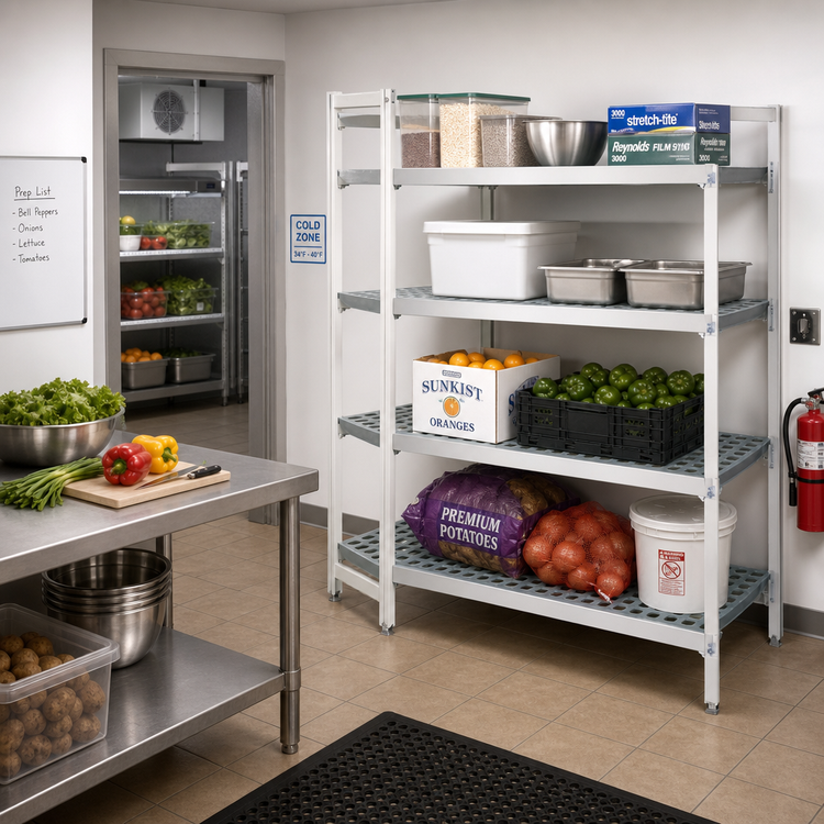 Product image #2 for Fermostock 4-Tier Corner Expansion Add-On Polymer Shelving Unit, 83" H x 64" W x 18" D