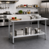 Thumbnail image #2 for Deluxe Series 120-Inch x 24-Inch Stainless Steel Work Table with 4-1/2-Inch Backsplash and Undershelf