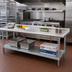 Thumbnail image #2 for Advance Tabco 120-Inch x 24-Inch 304 Stainless Steel Work Table with 1-1/2-Inch Rear Backsplash, Galvanized Undershelf and Legs