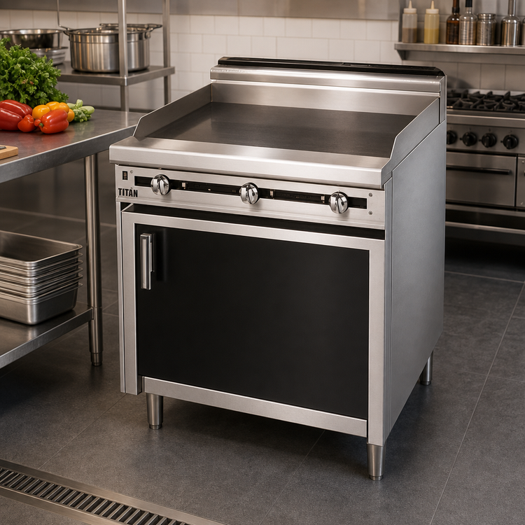 Product image #2 for Titan JTRH-24G 24" Heavy Duty Gas Griddle Range with Cabinet Base