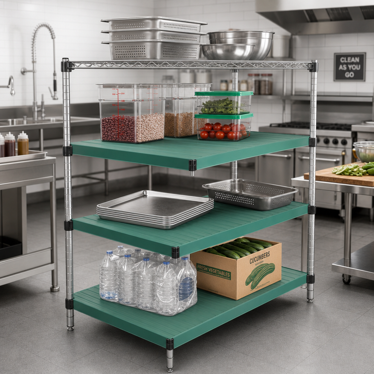 Product image #2 for Eagle QuadPlus Solid Polymer Shelf Mat with Quad-Adjust Wire Frame, 42 x 24 Inch, Green