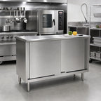 Thumbnail image #2 for Eagle Group Spec-Master CB3084SE 84-Inch x 30-Inch 14-Gauge Stainless Steel Enclosed Work Table with Sliding Doors