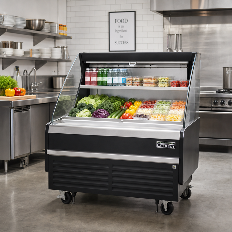 Product image #2 for Everest Refrigeration 48-Inch Horizontal Open Display Merchandiser, Self-Contained Bottom Mount, Black