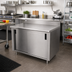 Thumbnail image #2 for Advance Tabco Special Value Enclosed Work Table with Cabinet Base, Mid-Shelf, Sliding Doors, and 5-Inch Backsplash, 108 x 30 Inches