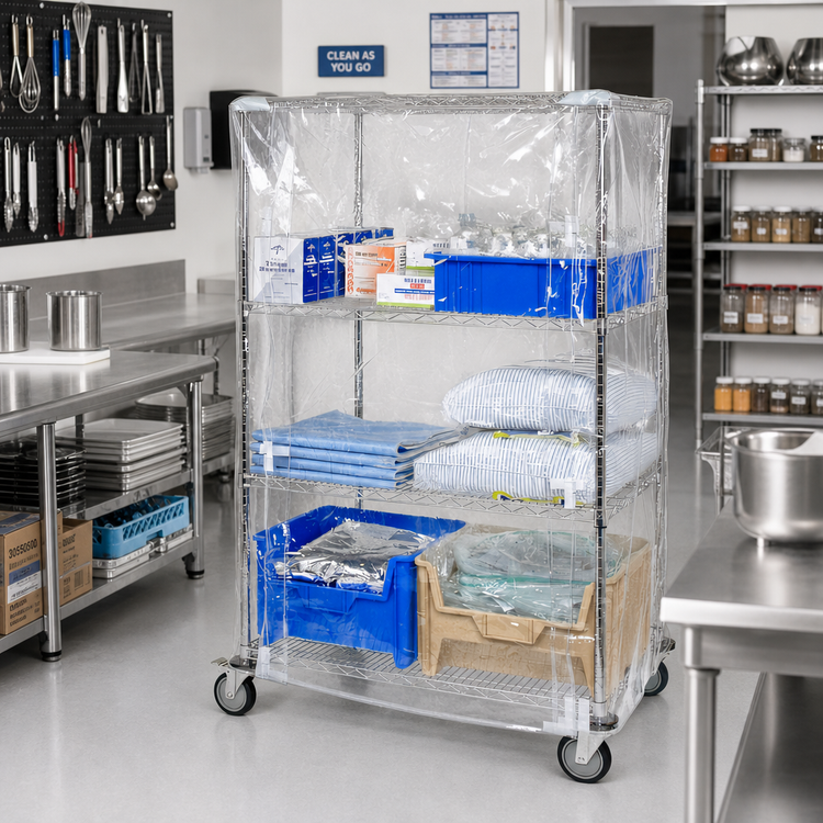 Product image #2 for Quantum Clear Vinyl Wire Cart Cover for 18 x 72 x 63 Inch Carts with Zipper Flap