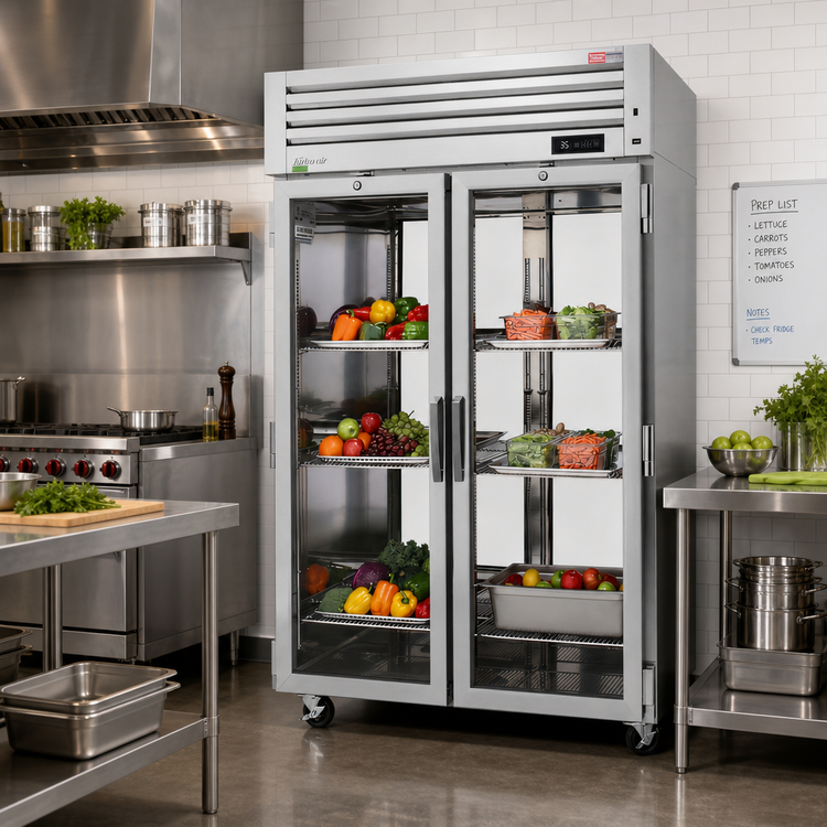 Product image #2 for Turbo Air PRO Series 2-Section Pass-Thru Glass Door Reach-In Refrigerator, Top-Mount, 54.82 Cu. Ft.