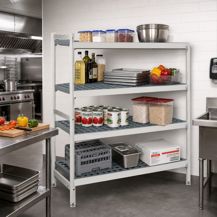 Product image #2 for Fermostock 4-Tier Corner Expansion Polymer Shelving Unit, 64"W x 22"D x 83"H