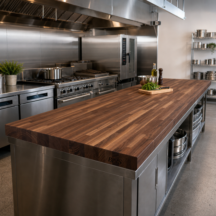 Product image #2 for John Boos Boos Block 120-Inch x 25-Inch Blended Rail Edge Grain American Black Walnut Kitchen Countertop, Oil Finish