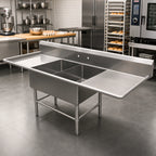 Thumbnail image #2 for John Boos Pro-Bowl 2PB2028-2D30 2-Compartment Bakery Sink with Left & Right Drainboards, 20 x 28 x 12-Inch Bowls, 16-Gauge Stainless Steel