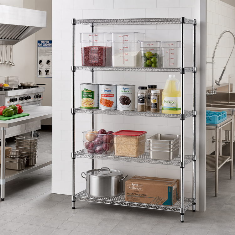 Product image #2 for Add-A-Shelf 4-Tier Wire Shelving Starter Unit, 48W x 14D x 63H, Chrome Finish