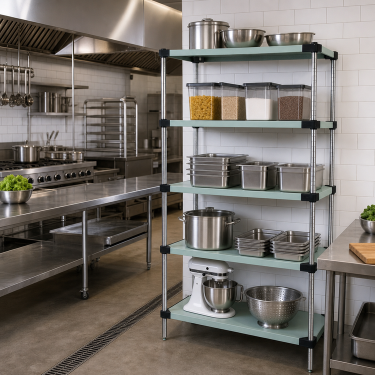 Product image #2 for Quantum 36 Inch x 21 Inch x 86 Inch 5-Shelf Solid Stainless Steel Shelving Starter Kit