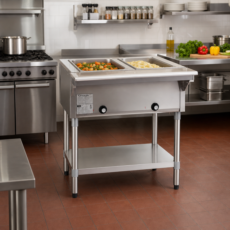 Product image #2 for Eagle Group Open Base Electric Hot Food Table, 33-Inch Wide, 2 Dry Wells, 208V