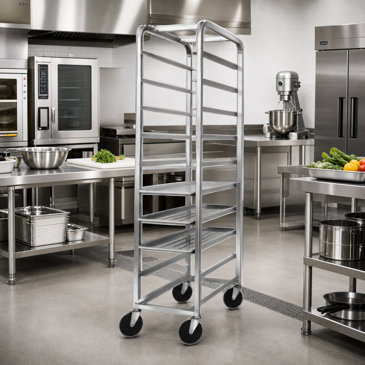 Product image #2 for Channel Mobile Stainless Steel End-Load Platter Rack, 6-Platter Capacity, 10.5-Inch Slides
