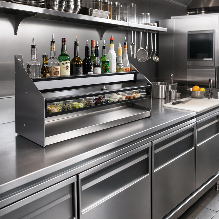 Product image #2 for Glastender Double 20-Inch Stainless Steel Speed Rail with Open Step-And-Rail Design